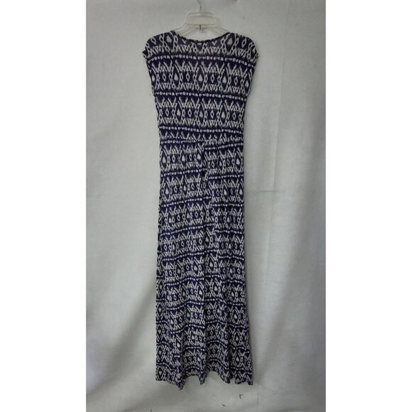 Loveappella Dress Womens L Blue Rayon Geometric Print Maxi Dress Style W6226-G45 - Picture 5 of 11